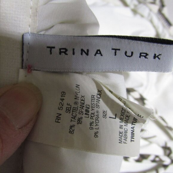 TRINA TURK Large Brown RETRO Mod Abstract HALTER One Piece Swim Suit Resort - Picture 9 of 12